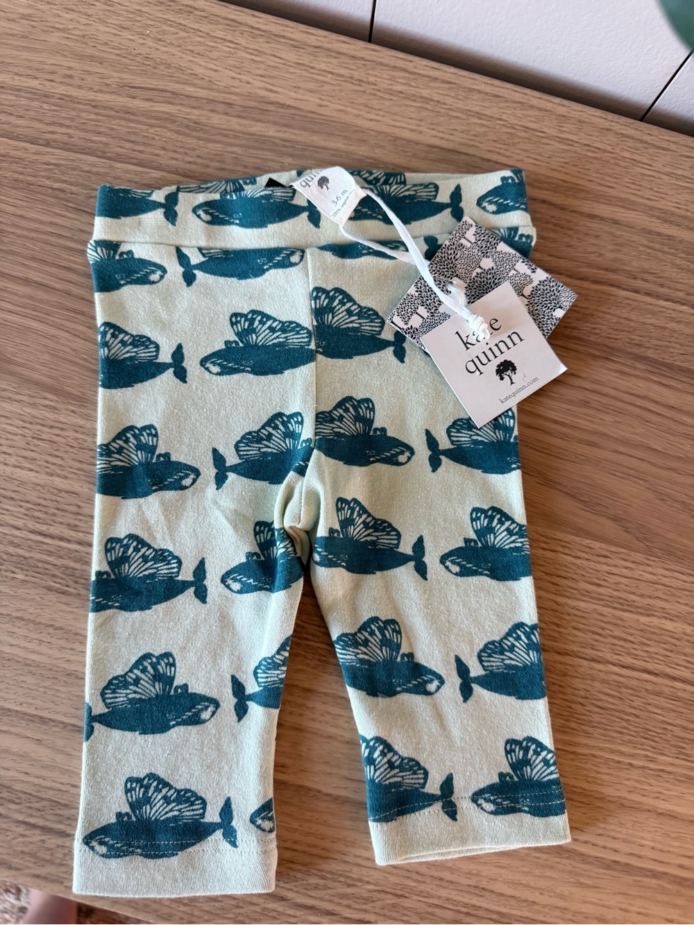 kate quinn Teal Fish Print Baby Leggings